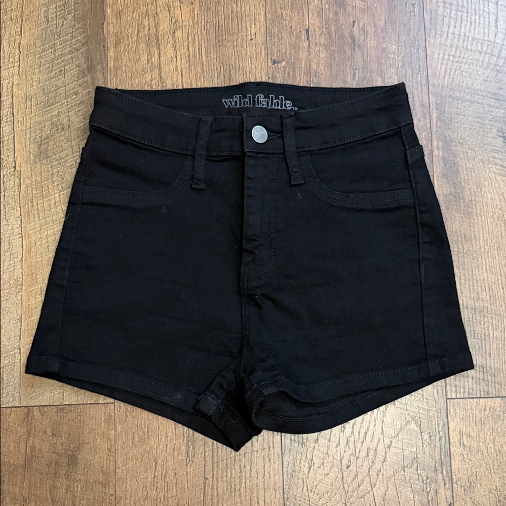 Wild Fable Black High Waist Casual Denim Shorts